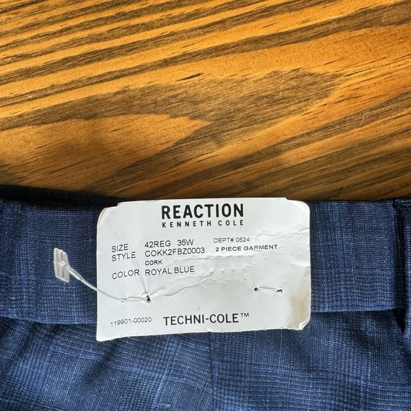 NWT Men’s Kenneth Cole Reaction Royal Blue Slim Fit Dress Pant. Size 42x35 - Picture 6 of 7